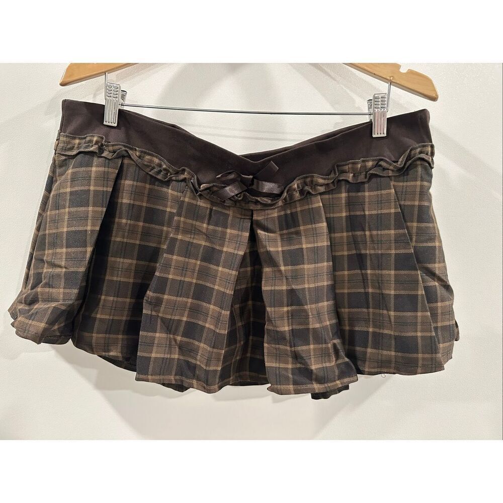 Brown Plaid Micro Mini Skort - Brown Plaid - Picture 6 of 10